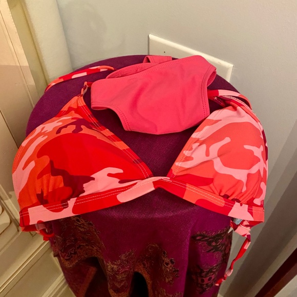 Sporti thong bikini set pink camo removable pads - Picture 2 of 14